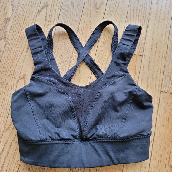 Lululemon Oxygen Mesh Polka Dotted Black Strappy Sports Bra High Support - Picture 1 of 8